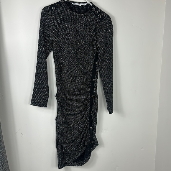 Veronica Beard Black & Silver Ruched Metallic Ira Dress 2 - Picture 5 of 16